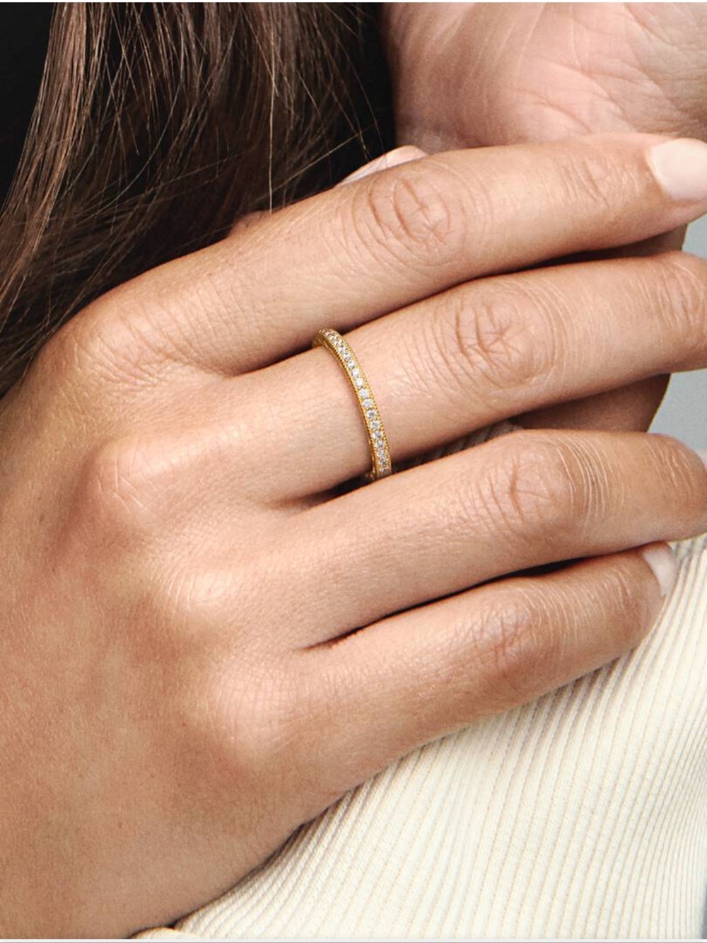 14k Gold “Sparkle & Hearts” Pandora Ring